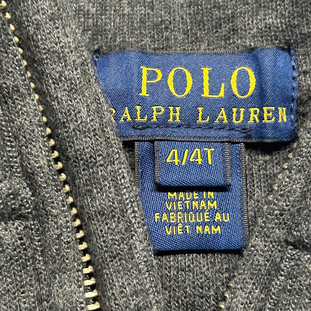 Polo Ralph Lauren Quarter Zip Sweater Grey Kids Size 4T Cotton Knit Pullover - Picture 2 of 7